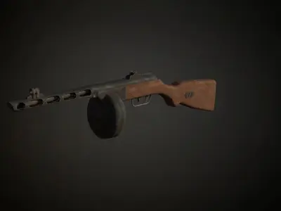 Ppsh-41 stick drum soviet submachinegun Low-poly 3D model