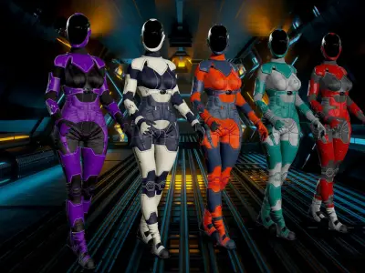 Space girls Low-poly 3D model