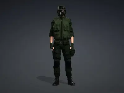 Black Tactical SWAT Soldier 3D model