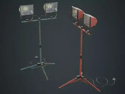 Mobile Construction Light 1B Low-poly 3D model