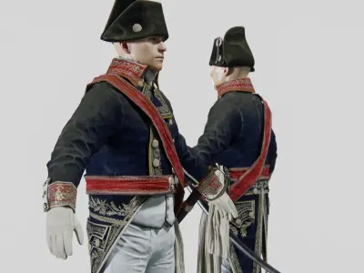 Soldier Napoleon General Rigged Low-poly 3D model