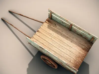 Mule Cart Low-poly 3D model