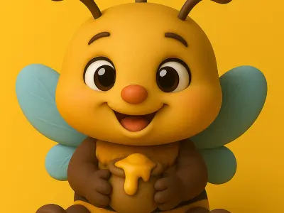 BuzzBuddy Cheerful Honeybee Keychain 3D print model