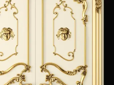 Luxury Classic baroque carved door 3D model buy