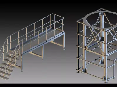 Chemical Plant Parts- Modular Kitbash 3D model