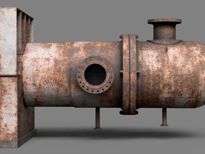 Industrial gas heat exchanger Low-poly 3D model