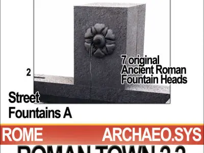 Roman Town Street Fountains A 2 2 Low Poly Pompeii type 3D model
