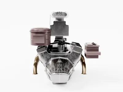 vintage car engine V8 turbocharged vehicle part da1 Low-poly 3D model