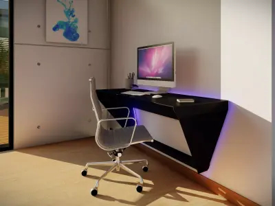 Floating Metal Desk Free 3D model