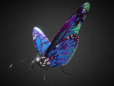 Batterfly Blue Low Polygon Art Insect Low-poly 3D model