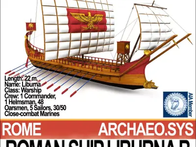 Roman Ship Liburna B 3D model
