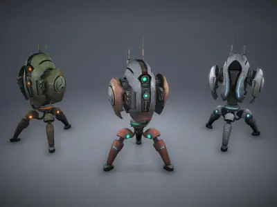 Tower Defence Sci-Fi Turrets Pack v2 Low-poly 3D model