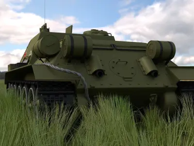 SU 100 Interior Engine Bay Full HDRI 3D model