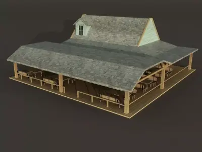 Bar House Wooden Low-poly 3D model