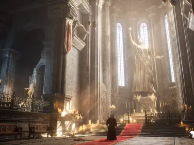 Ancient Cathedral Environment Low-poly 3D model