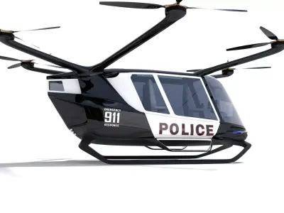 Police Drone with Interior 3D model