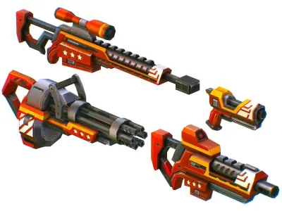 LowPoly Sci-FiCartoon Weapons Union Set Low-poly 3D model