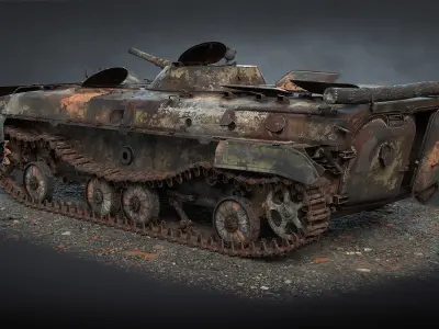 BMP-1 IFV Destroyed Game Ready Low-poly 3D model