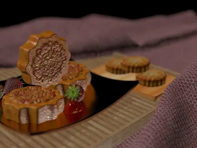 Chinese moon cake 3D model