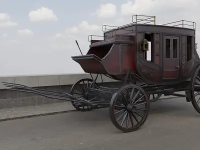 Historic Carriage Low-poly 3D model