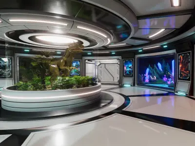 Alien Creature Gallery SciFi Interior Low-poly 3D model