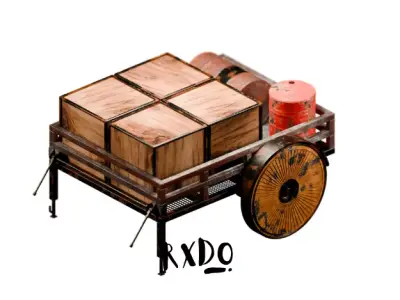 Rusted Cart Wagon 3D Assets Low-poly 3D model