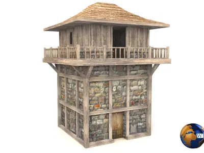 Lowpoly Guard Tower 3D Model Low-poly 3D model