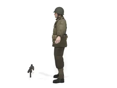 Allied soldier Low-poly 3D model