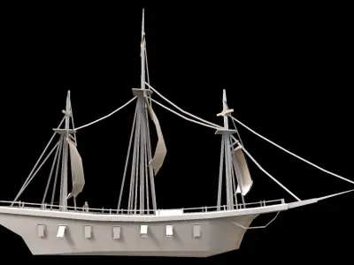 Medieval Ship Low-poly 3D model