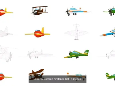 Lowpoly Airplanes Set toy airplane 3D Model Collection