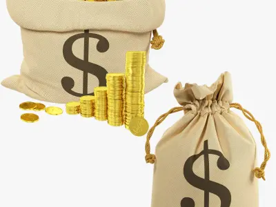 Bags of Coins Collection V2 3D model