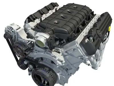 V8 Engine with Semi Interior 3D model