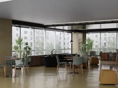 Modern Cafe Design Free 3D model