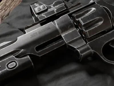 Vintage Revolver Low-poly 3D model