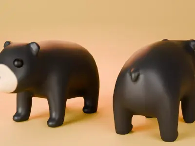 lowpoly Black bear  Low-poly 3D model