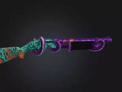 Krakens Reach Shotgun - Eldritch Tentacle Pump Action 3D Model Low-poly 3D model