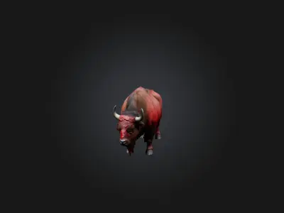 Realistic Bleeding Bison Model Low-poly 3D model