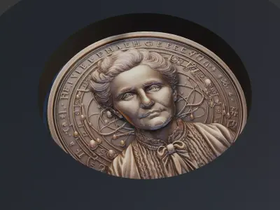 Marie Curie Medallion 3D print model