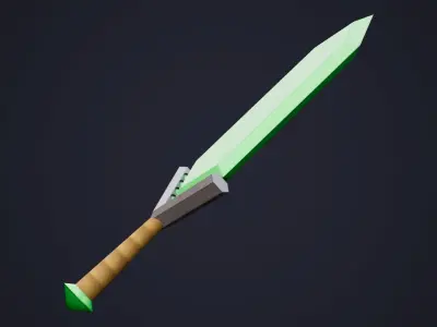 Stylized Emerald Sword Free low-poly 3D model