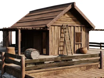 Old Lake House 28 d PBR 4K GameReady Low-poly 3D model