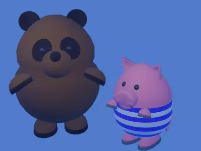 Winnie The Pooh and Piglet 3D model