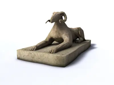 Egyptian sphinx ram statue Low-poly 3D model