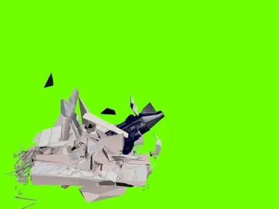 SIMULATED PLANE CRASH Low-poly 3D model