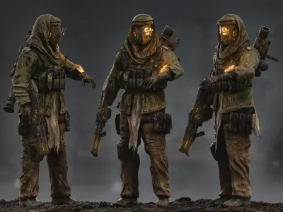 Sci Fi Terrorist Low-poly 3D model