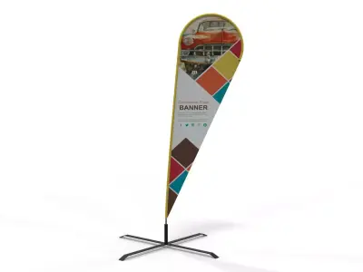 Teardrop Banner Flag 220cm - Commercial Display 3D model