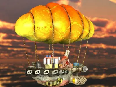 Steam Punk Tug Boat Low-poly 3D model