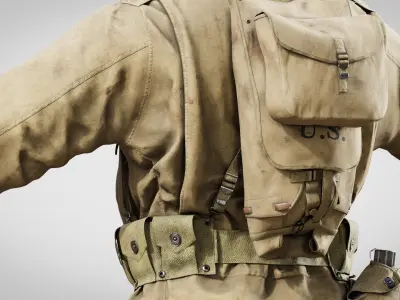 US WWII Infantry Soldier Summer Style 3D model