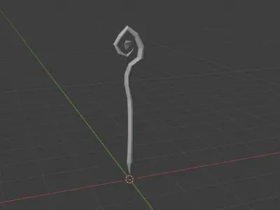 Stylized Wizard Wooden Dark Staff with Crystal Low-poly 3D model