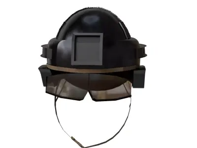 Futuristic Combat Helmet with Goggles and Headlamp Low-poly 3D model