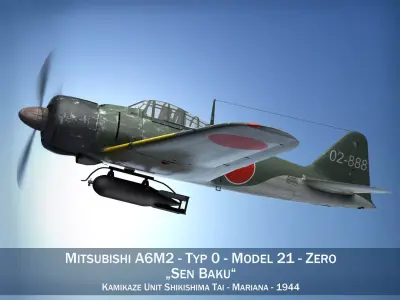 Mitsubishi A6M2 Sen Baku - Kamikaze Unit 3D model